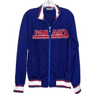 PAN AM Jacket‎ Unisex Size Medium blue zippered long sleeve Vintage